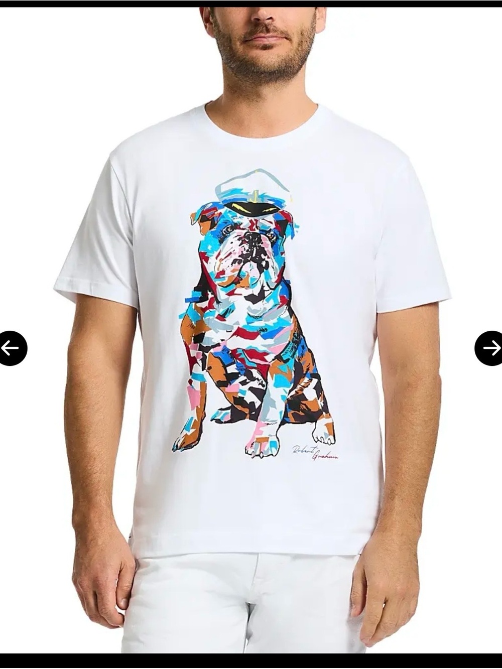 Robert Graham White Multi-Color Bulldog Graphic Tee